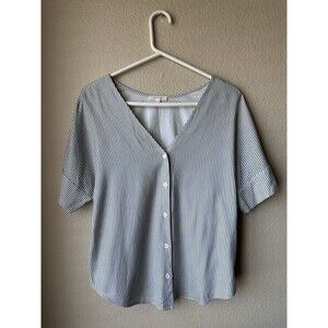 VETTA The Girlfriend Button Shirt Capsule Black White Striped Women’s Small